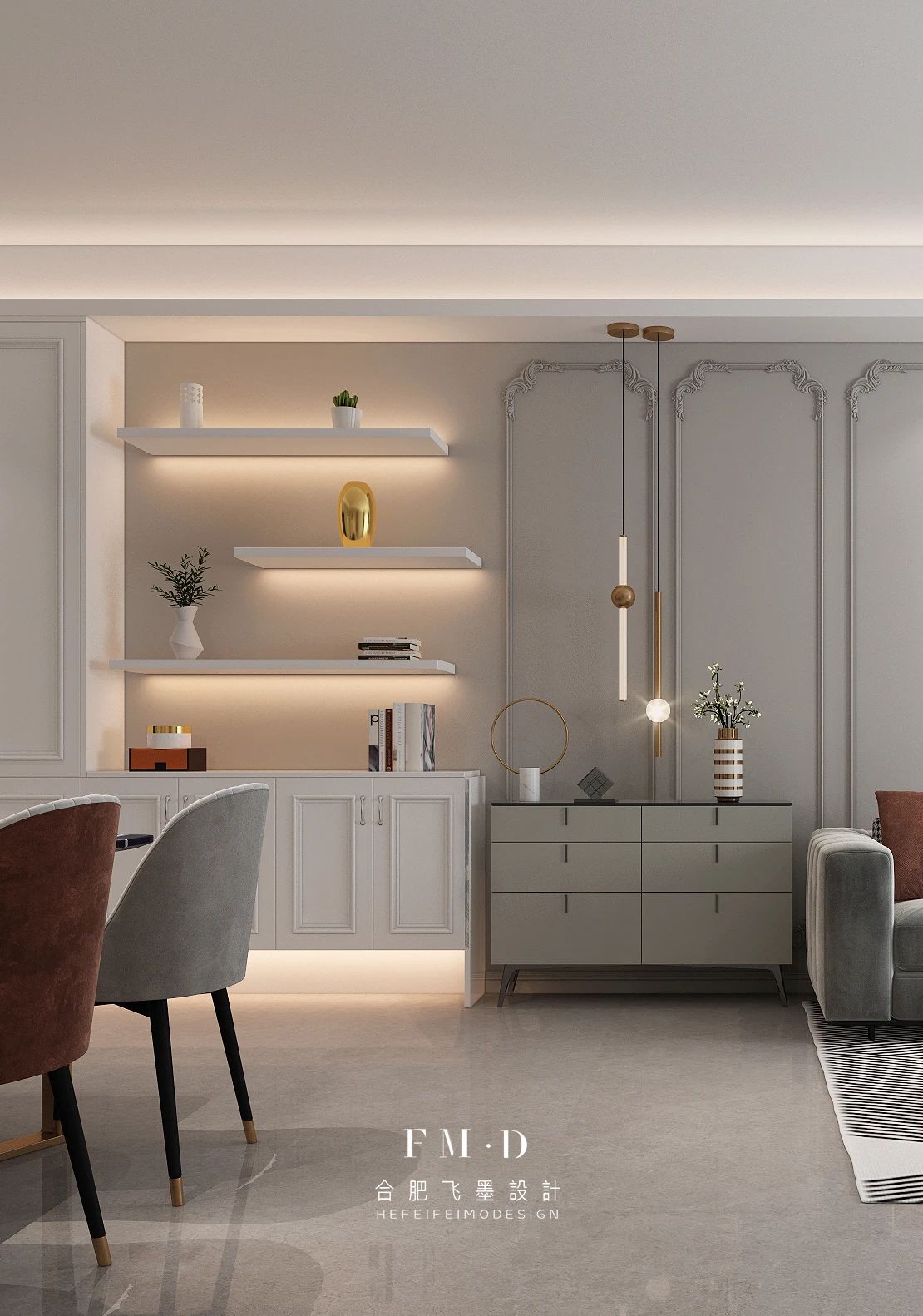 合肥望江台璟宸 100㎡三室轻奢法式设计,单身女青年的理想家居-28