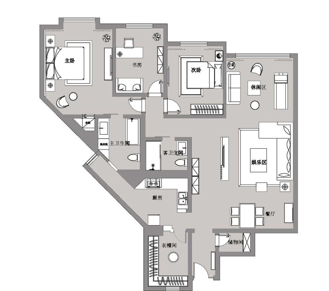 
北京万科星园三居室平层现代风格实景案例 -5