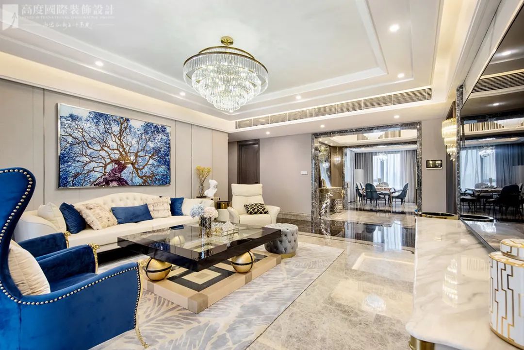 意式新奢华蓝白空间丨高度国际装饰设计集团武汉公司-31