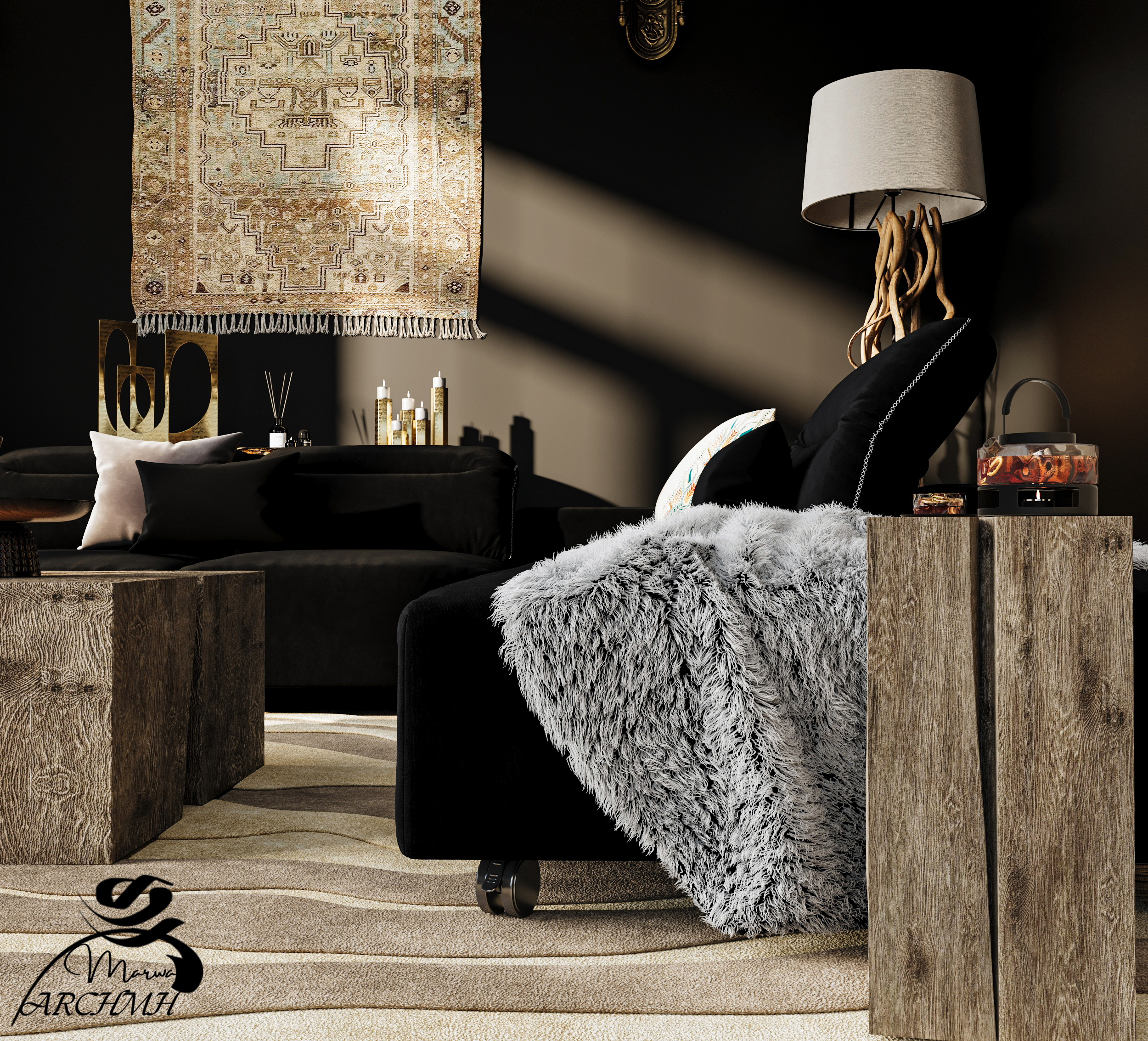 Moody Elegance | Black Interior Scene-10