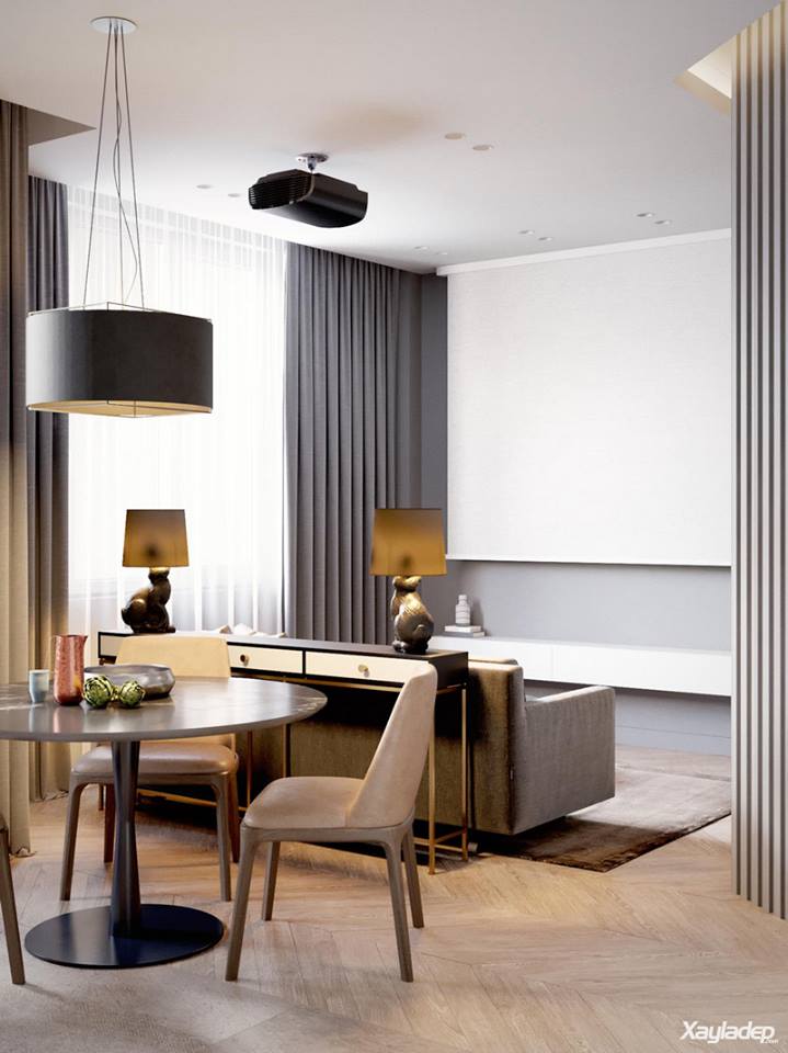 60m²现代精致公寓室内设计方案-17