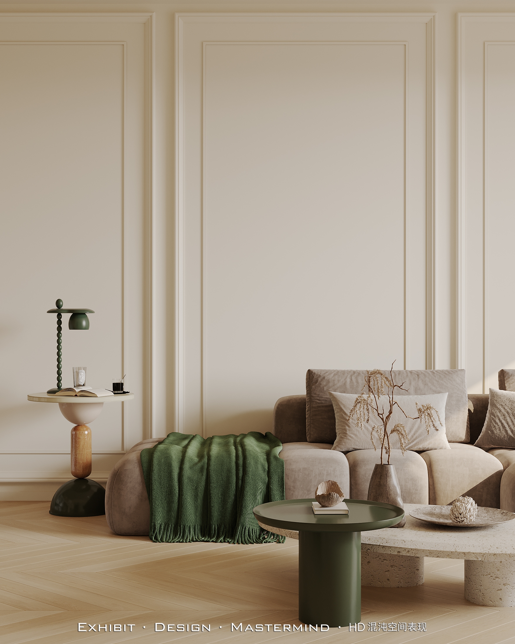 新作首发 现代极简奶油风客餐厅×混沌空间视觉表现-3