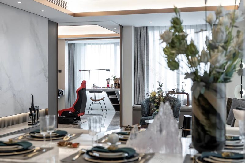 上善若水 | 鸿坤理想城上叠样板间的赖特式有机设计-37