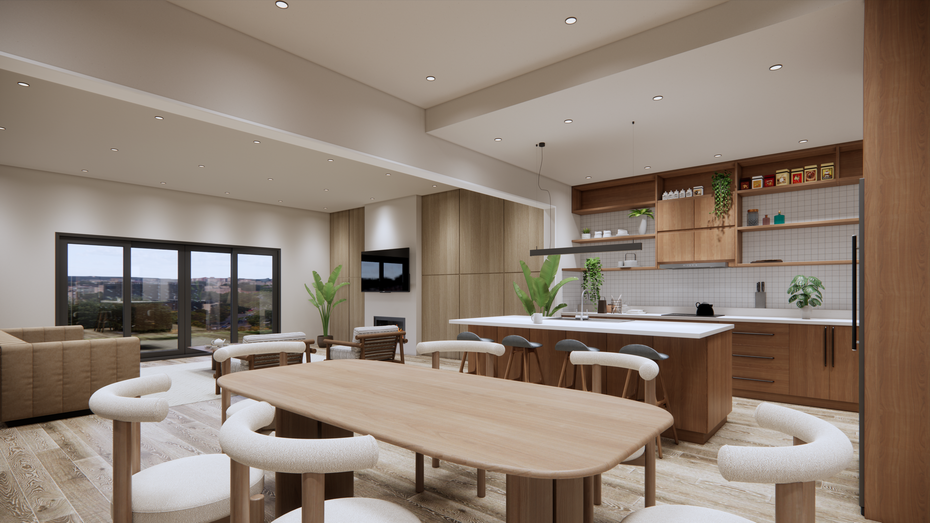 Residential Interiors Living,Kitchen,Dining & Bed rooms-3