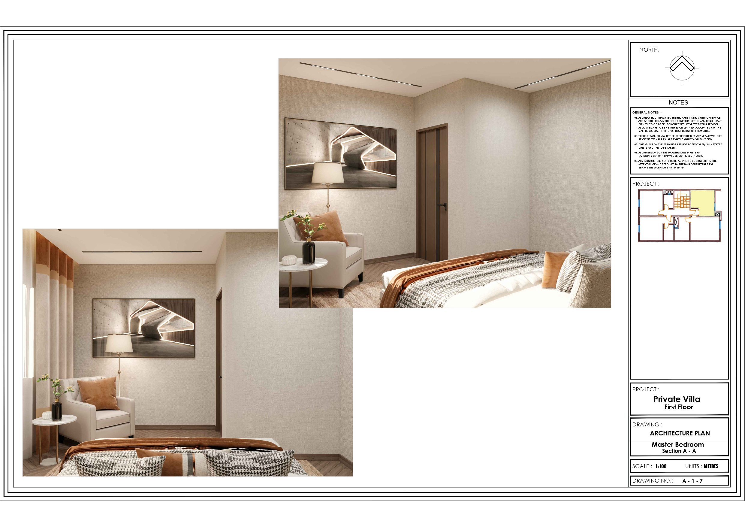 Working Drawings of masterbedroom in ksa-4