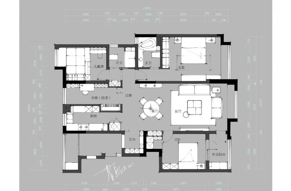 新中式家居设计 | 双 L 造型电视背景、无主灯设计-2