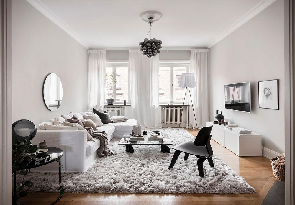 白色斯堪的纳维亚风格公寓-7