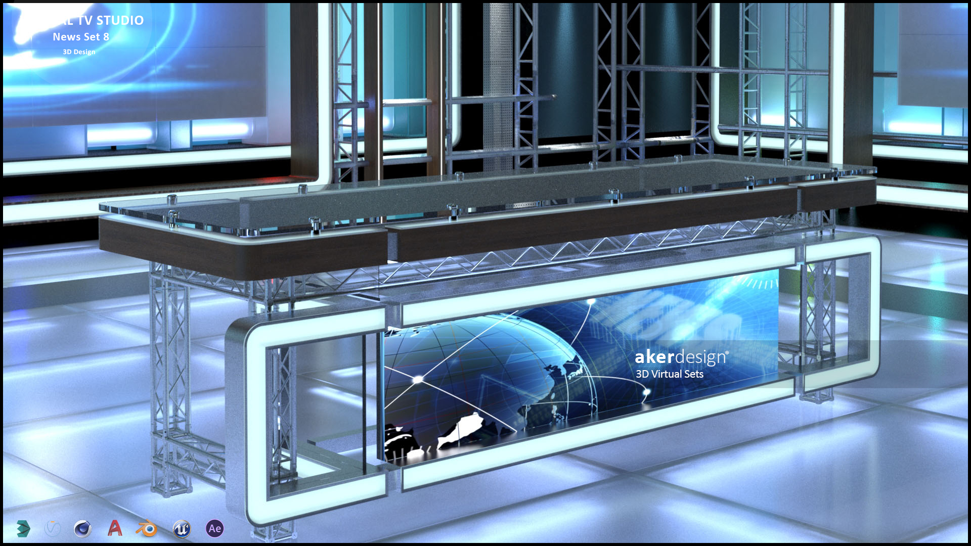 虚拟电视演播室新闻布景 8-14