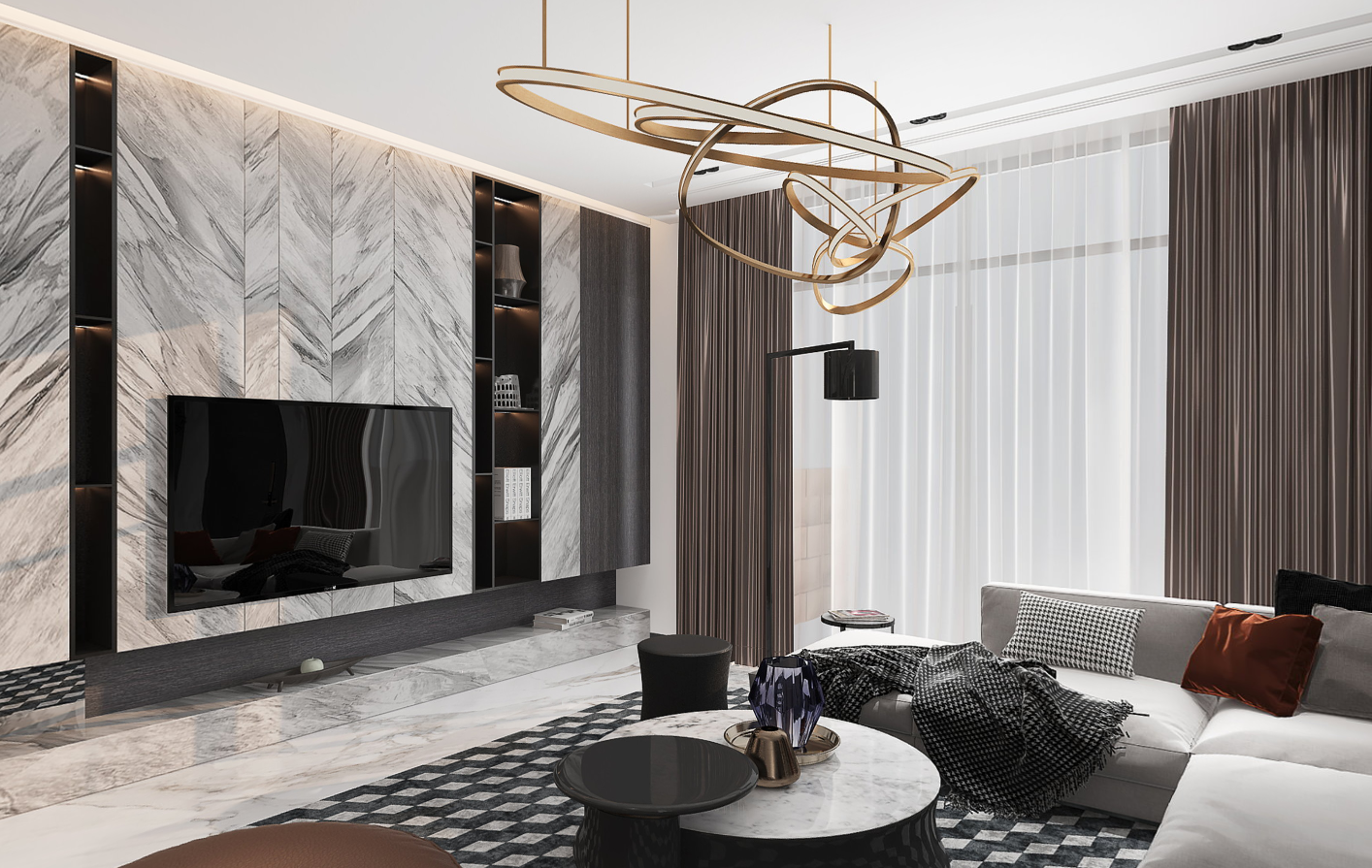 黑白灰极简摩登主义别墅住宅-4