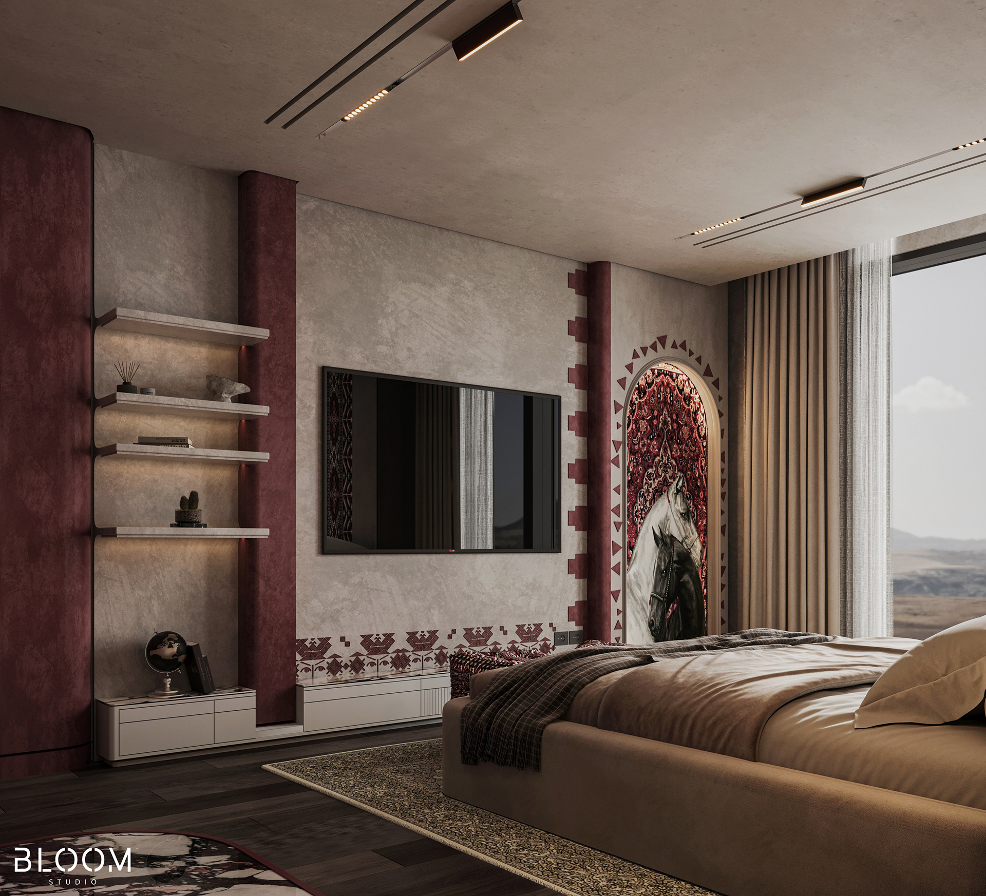 海福卧室（注：这里HAIF可能是一个品牌名之类的，音译为海福，若有具体背景信息可替换为更合适的译法）丨阿曼丨Bloom Studio-11