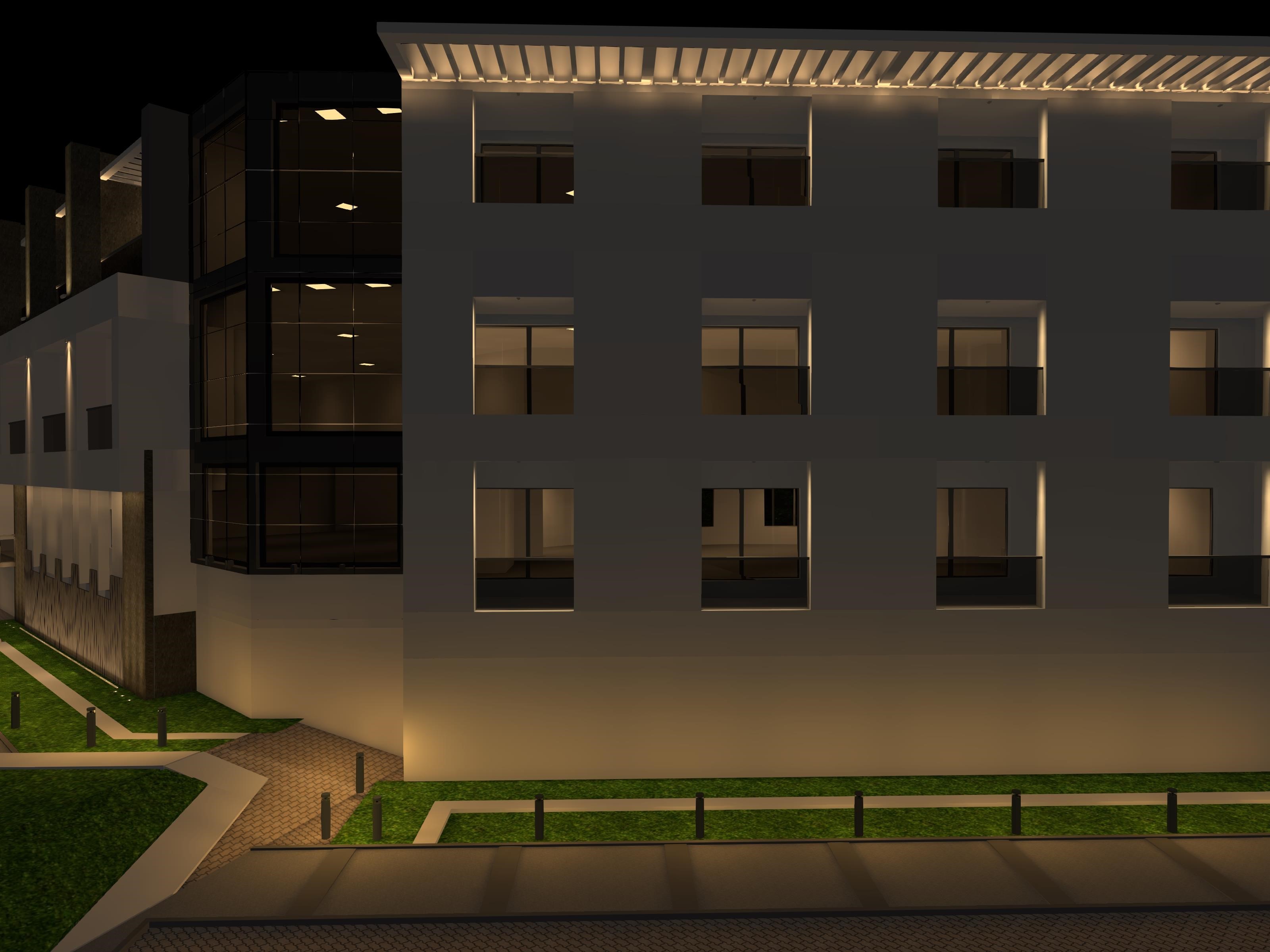 Aroma 1 - Main Building Hotel Facade Lighting Design-6