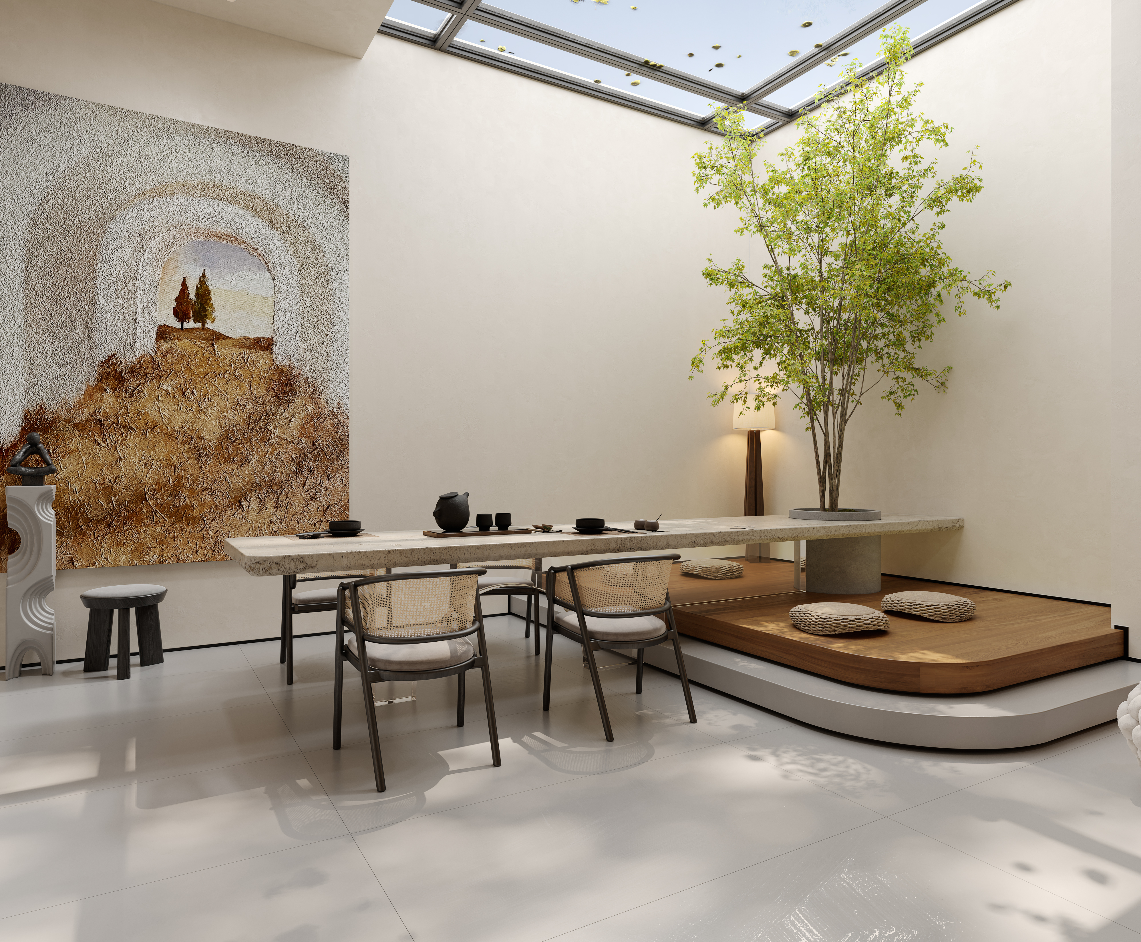 地下室别墅  奶油风地下室 地下室空间-6