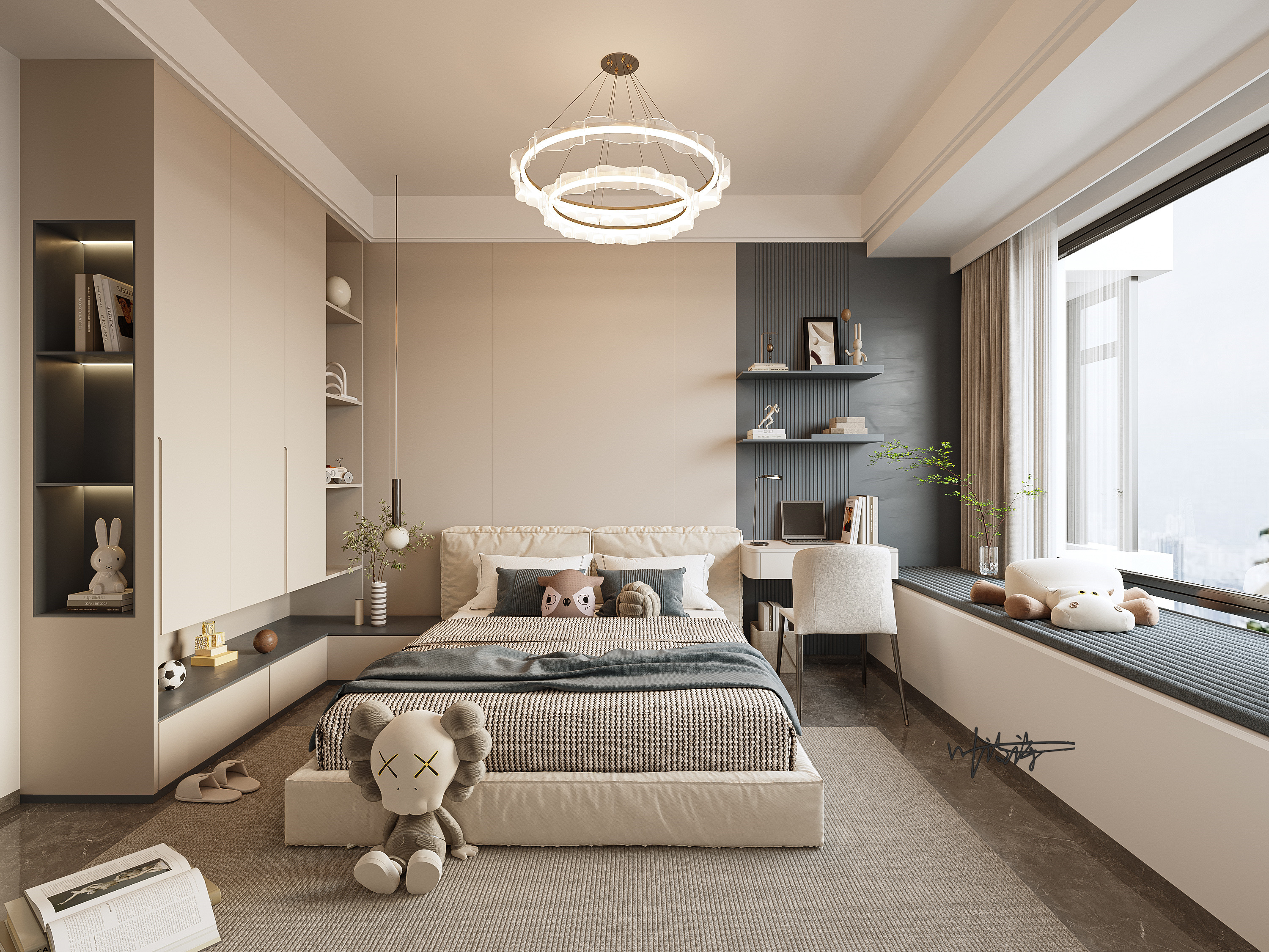 现代轻奢风|暖色系舒适惬意高级住宅-3