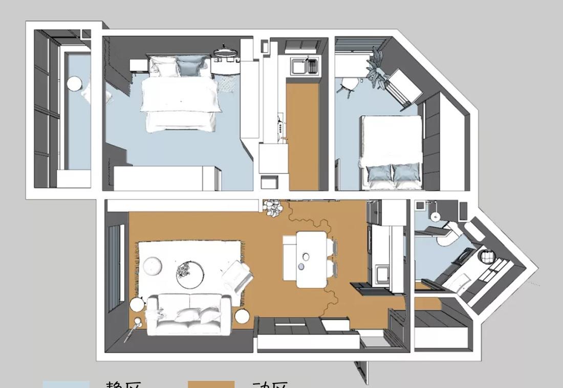 全能格局,珊瑚橘色点缀的玖雅平层设计-13