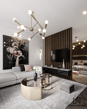 带卫生间的简约主卧丨沙特阿拉伯