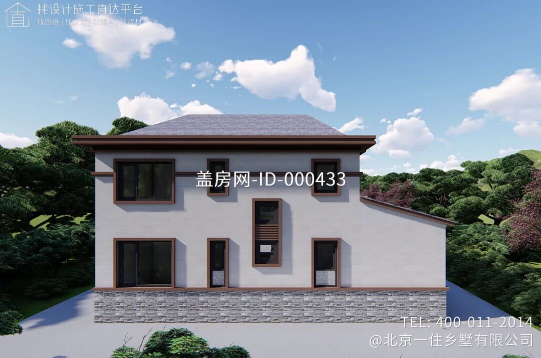 【设计师案例】土建参考造价68万，面宽13.4m×进深18m北京密云二层新中式别墅-32