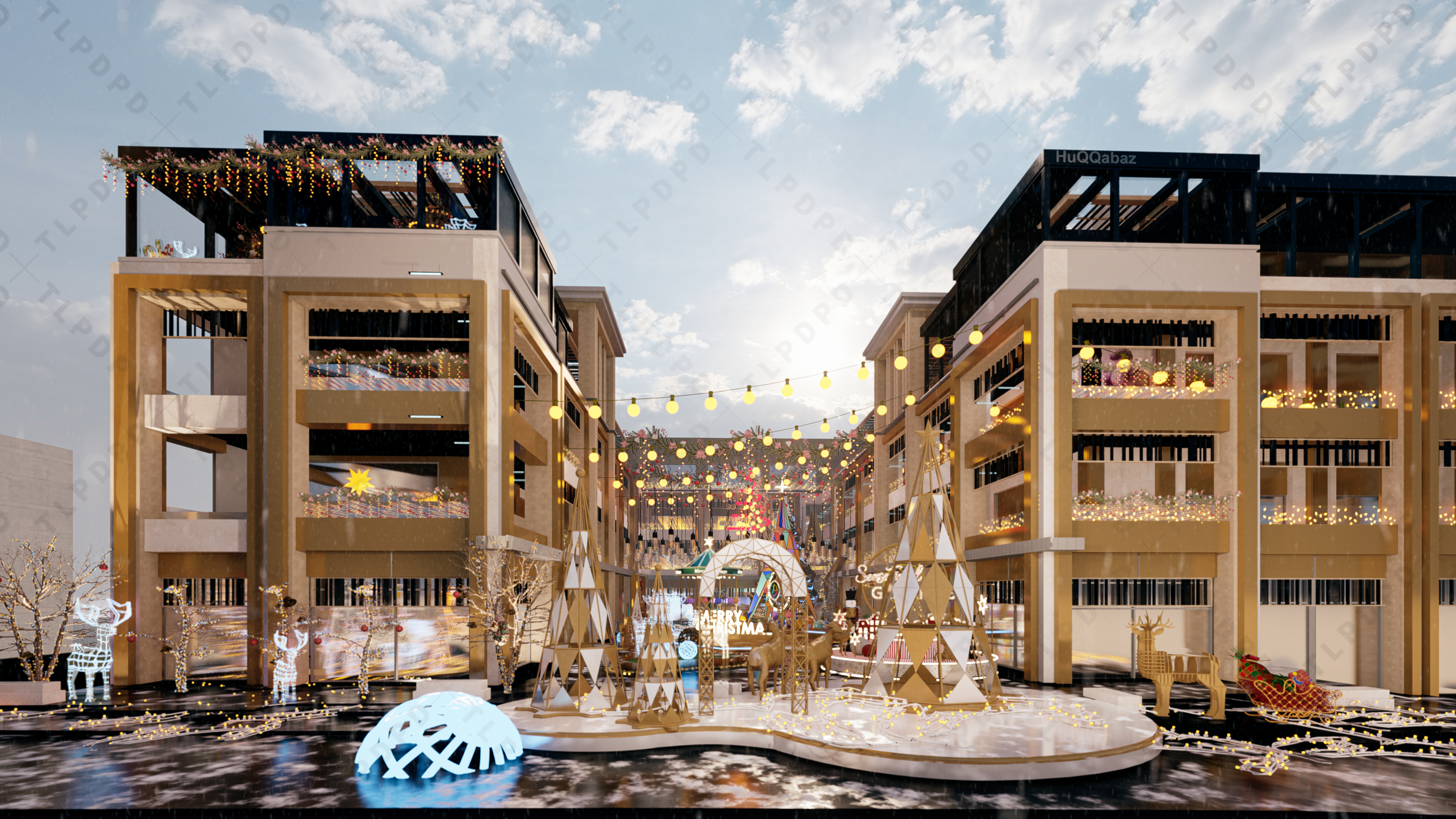 圣诞节美陈,圣诞节灯光亮化,圣诞节商场中庭美陈-5