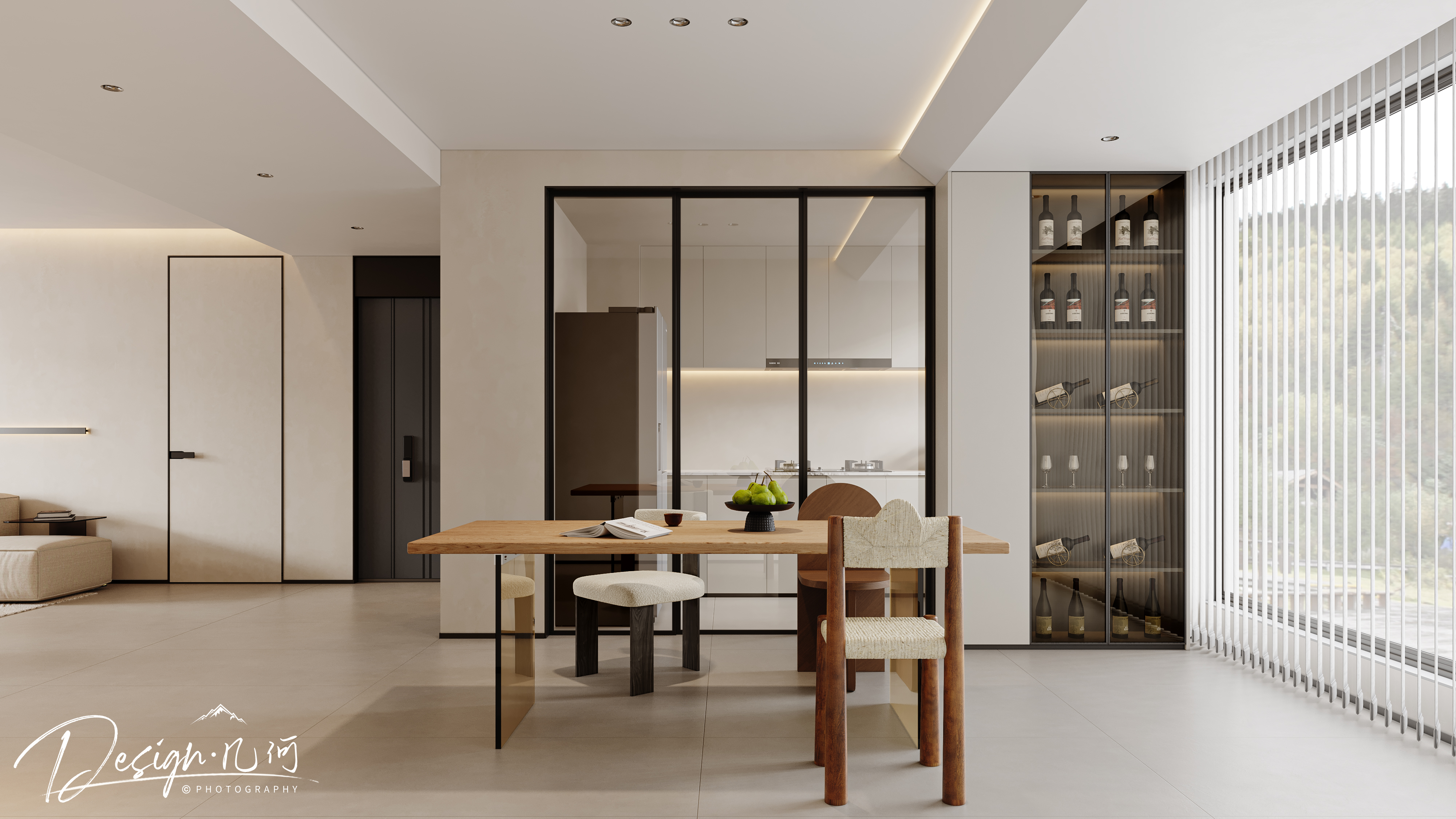 几何空间视觉表现 | 置地双清湾天镜现代中古客餐厅-5