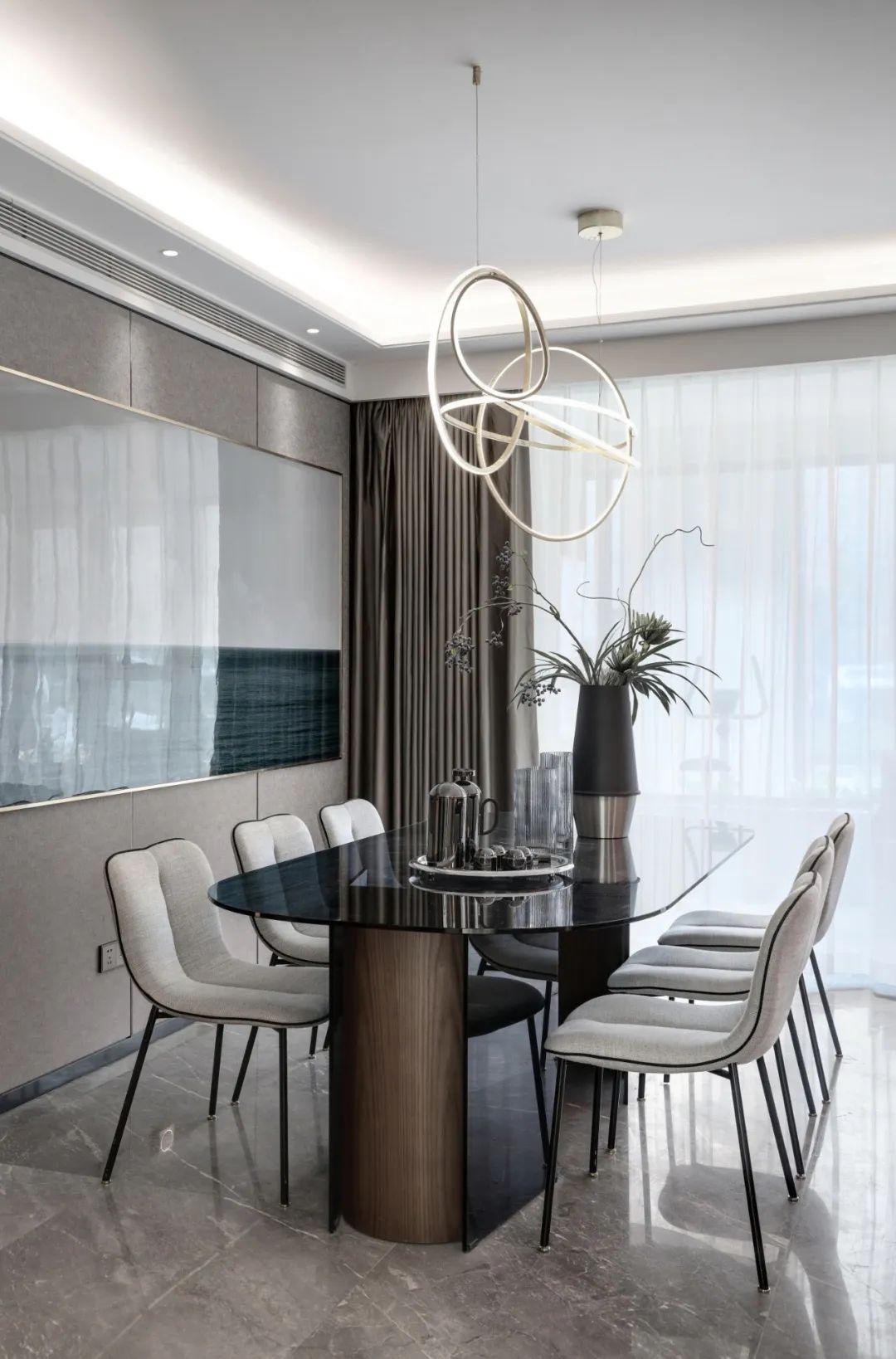 烟台万科翡翠长安样板间 | 抹茶色遇见黑灰色,简约至美-75