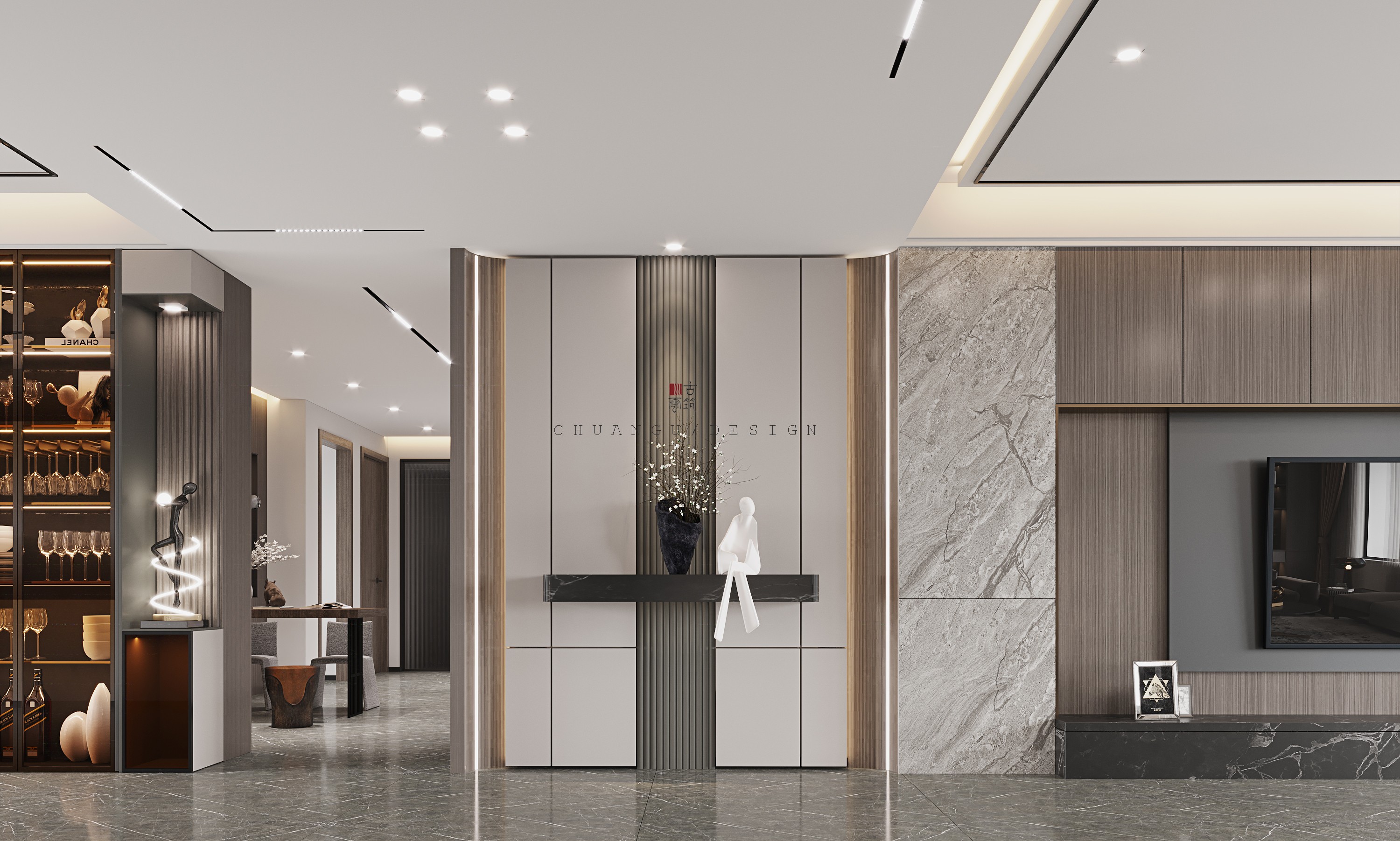 川古云筑丨现代无主灯大平层案例丨中国郑州丨川古云筑空间设计-11