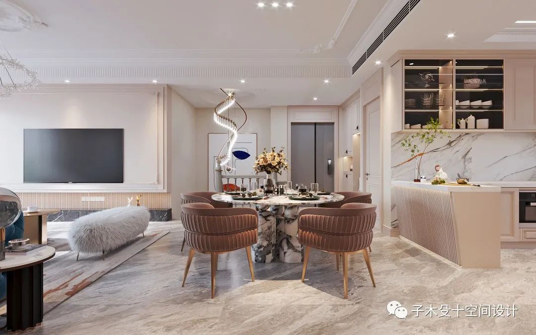 法式轻奢海城别墅丨子木殳十空间设计-19