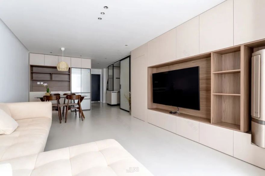 「原创案例」同色系的高级感,可以折叠的厨房解锁光影流动-34