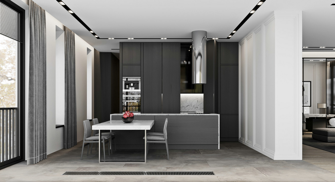 极简黑白永恒配色 B&W 公寓 | Arina Zamorina-4