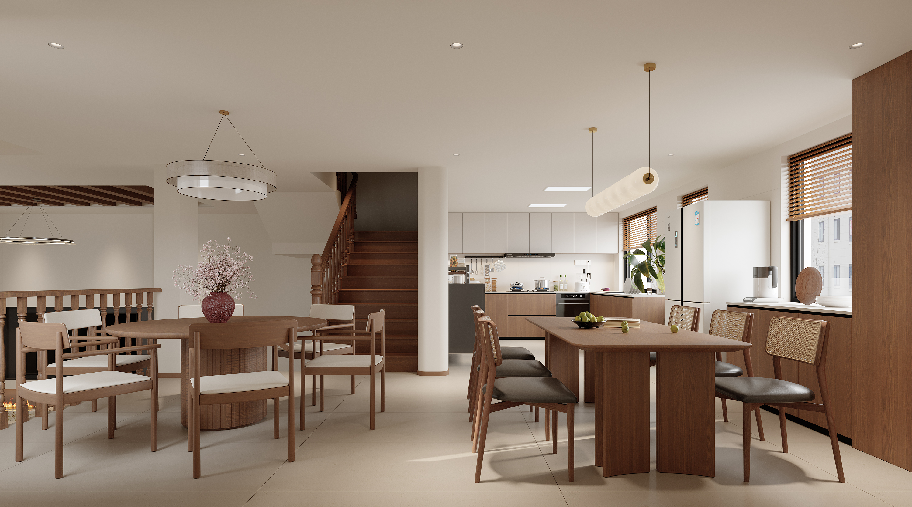 别墅诧寂风轻奢客餐厅效果图表现-3