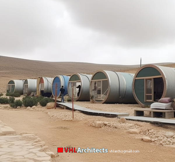 Concrete pipes house in the desert West African-7
