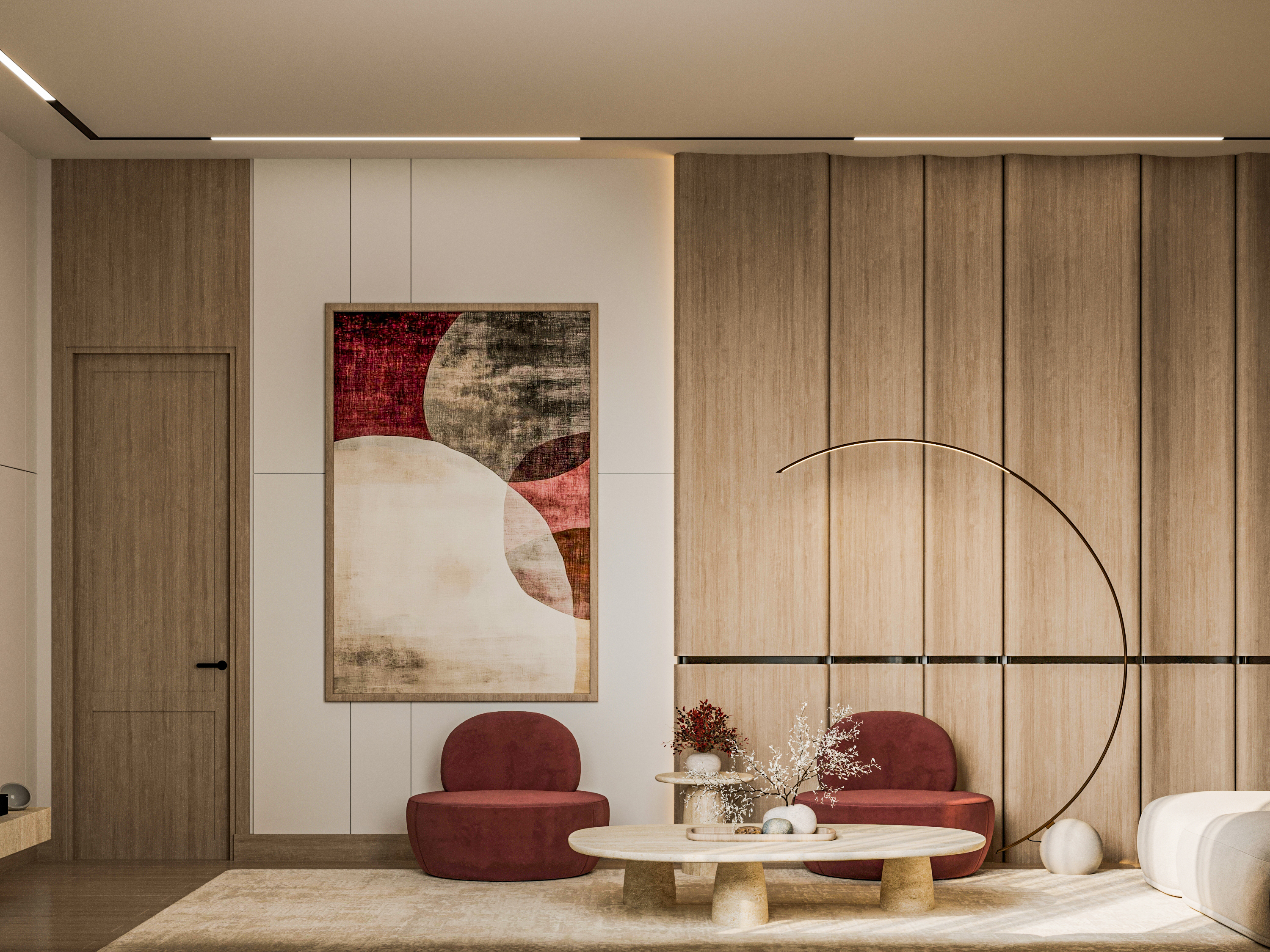 现代简约风格客厅丨沙特阿拉伯利雅得丨Yousef Ashour-9