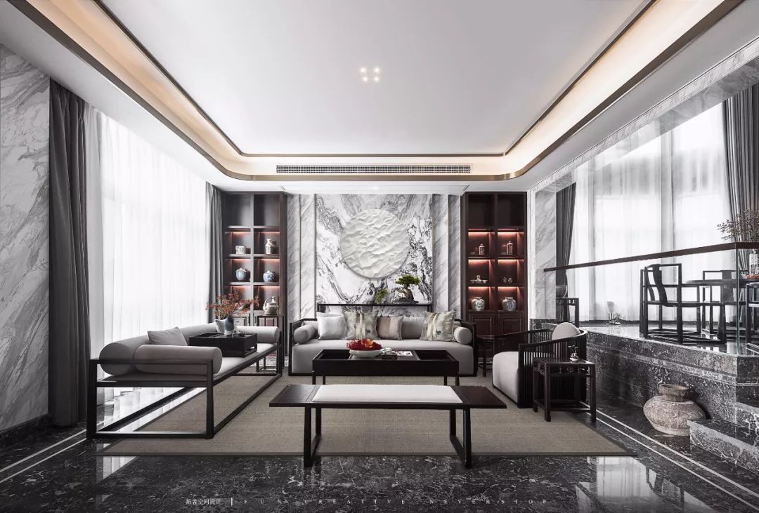 绍兴翡翠园 400㎡中式空间,古韵石韵共融,打造品质生活-4