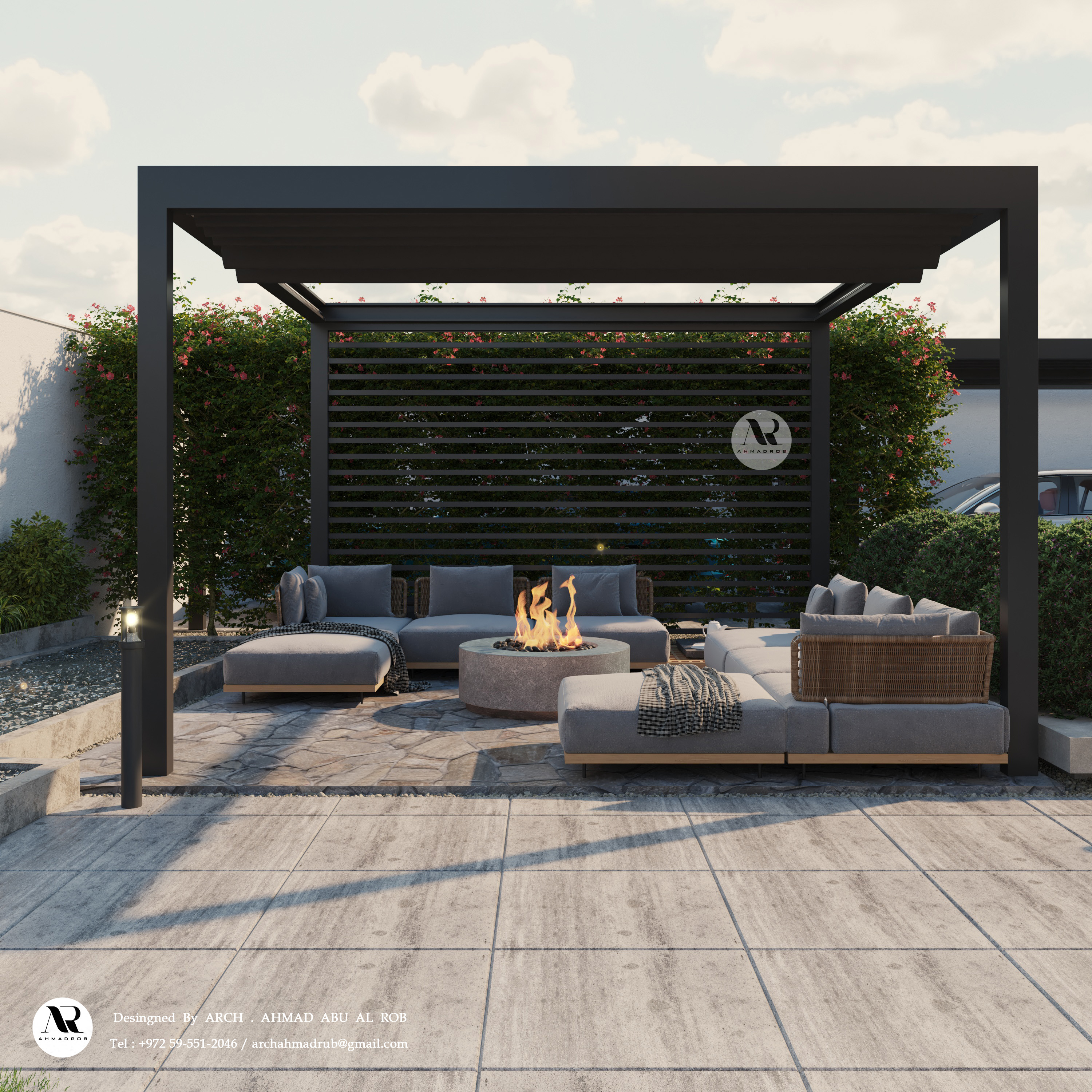 两层房屋户外花园设计-3