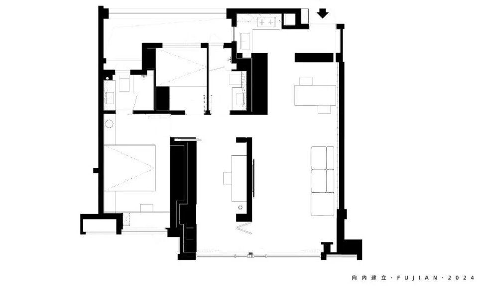 福建00后设计师为业主打造72㎡一人居极简私宅丨中国龙岩丨向内建立-45