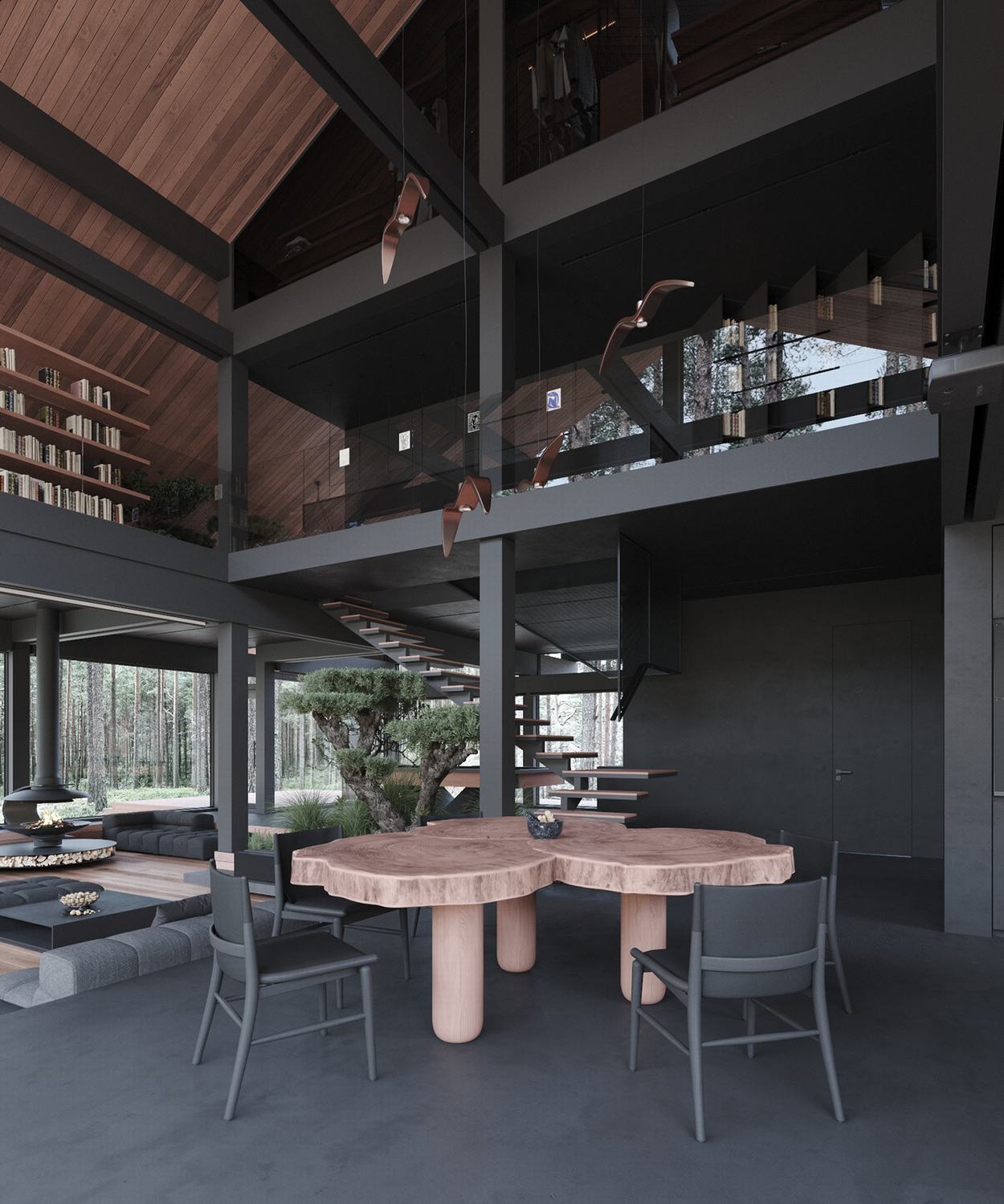 莫斯科森林中的自然共生别墅丨Stephen Tsymbaliuk-5