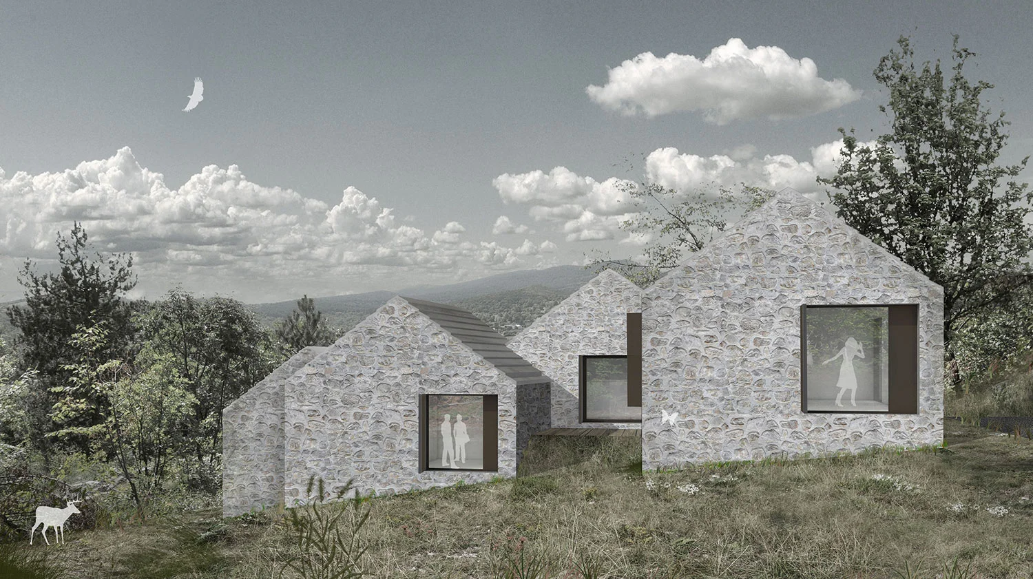 买四套房子，只需付一套的钱（从4 for 1常见促销表达逻辑推测，这里可能是房产促销话术，直译为四套房子只需付一套的钱 ） 丨斯洛文尼亚丨dekleva gregorič architects-2