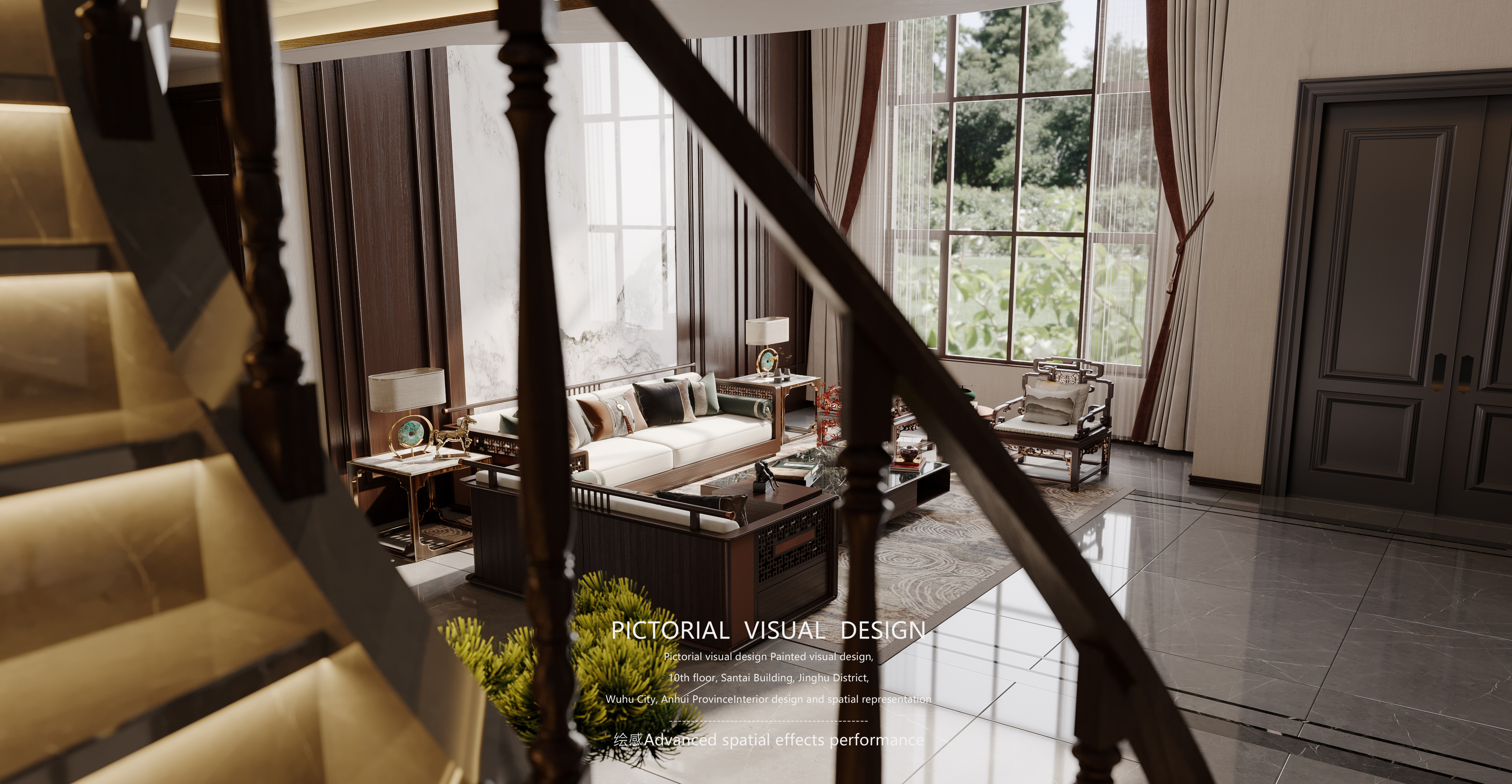 绘感视觉设计 | 新中式挑空别墅-0