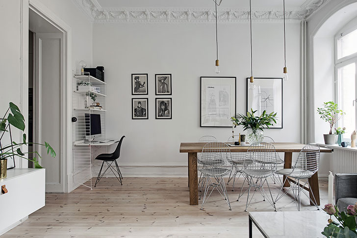 瑞典灰色家居，金属元素与插画打造个性空间-8