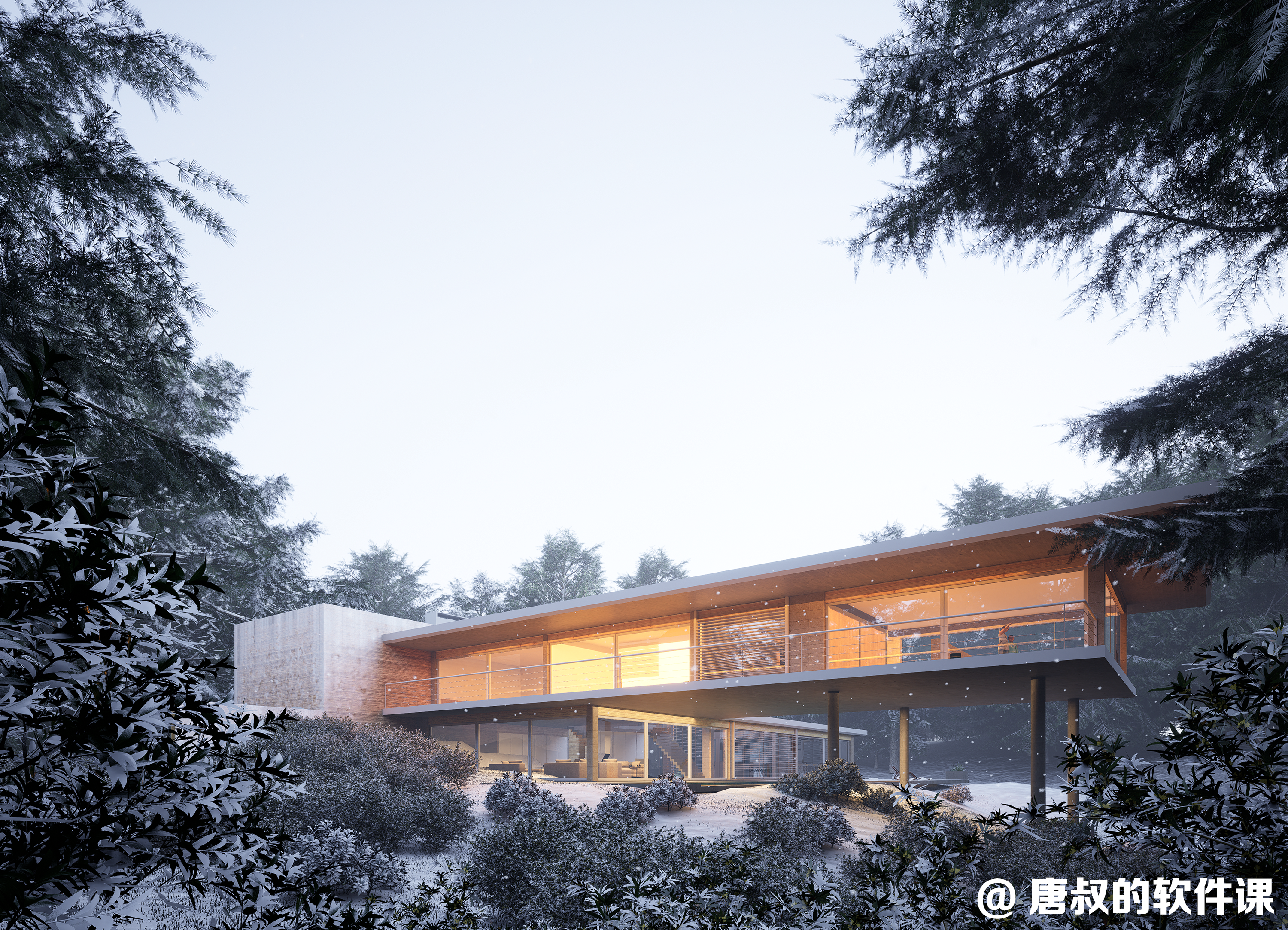 山地别墅—写实渲染效果图-11