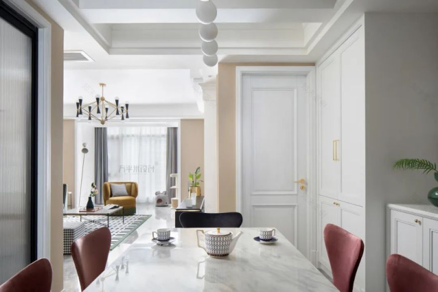 轻美式混搭,粉色温馨的新家设计-35