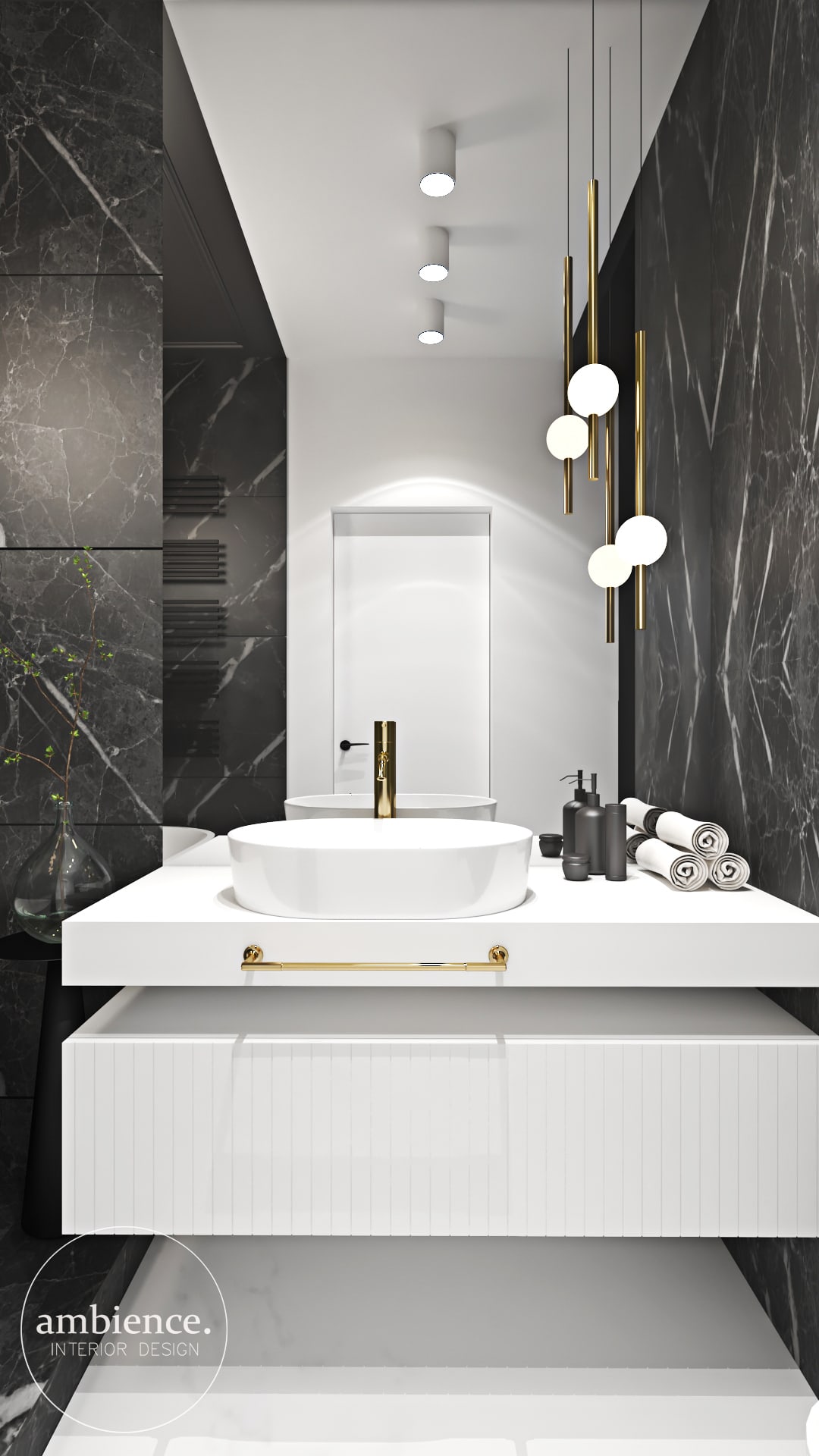 白色和金色的室内装饰丨波兰华沙-20