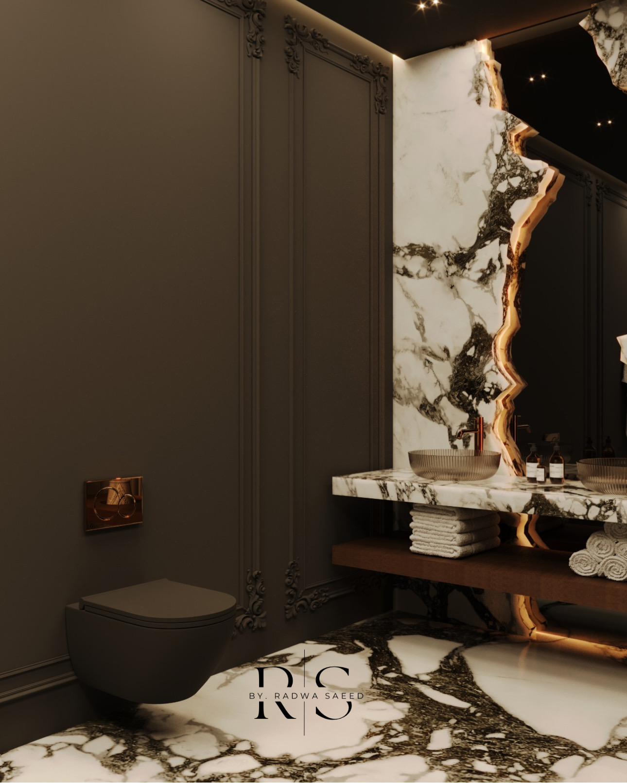 Luxurious bathroom with dramatic backlit marble-5