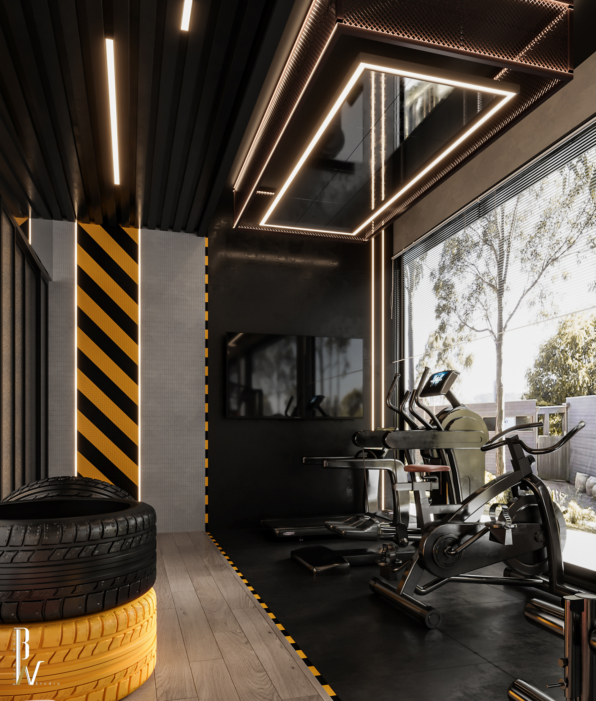 Home Gym 设计丨阿联酋丨Black N White-13