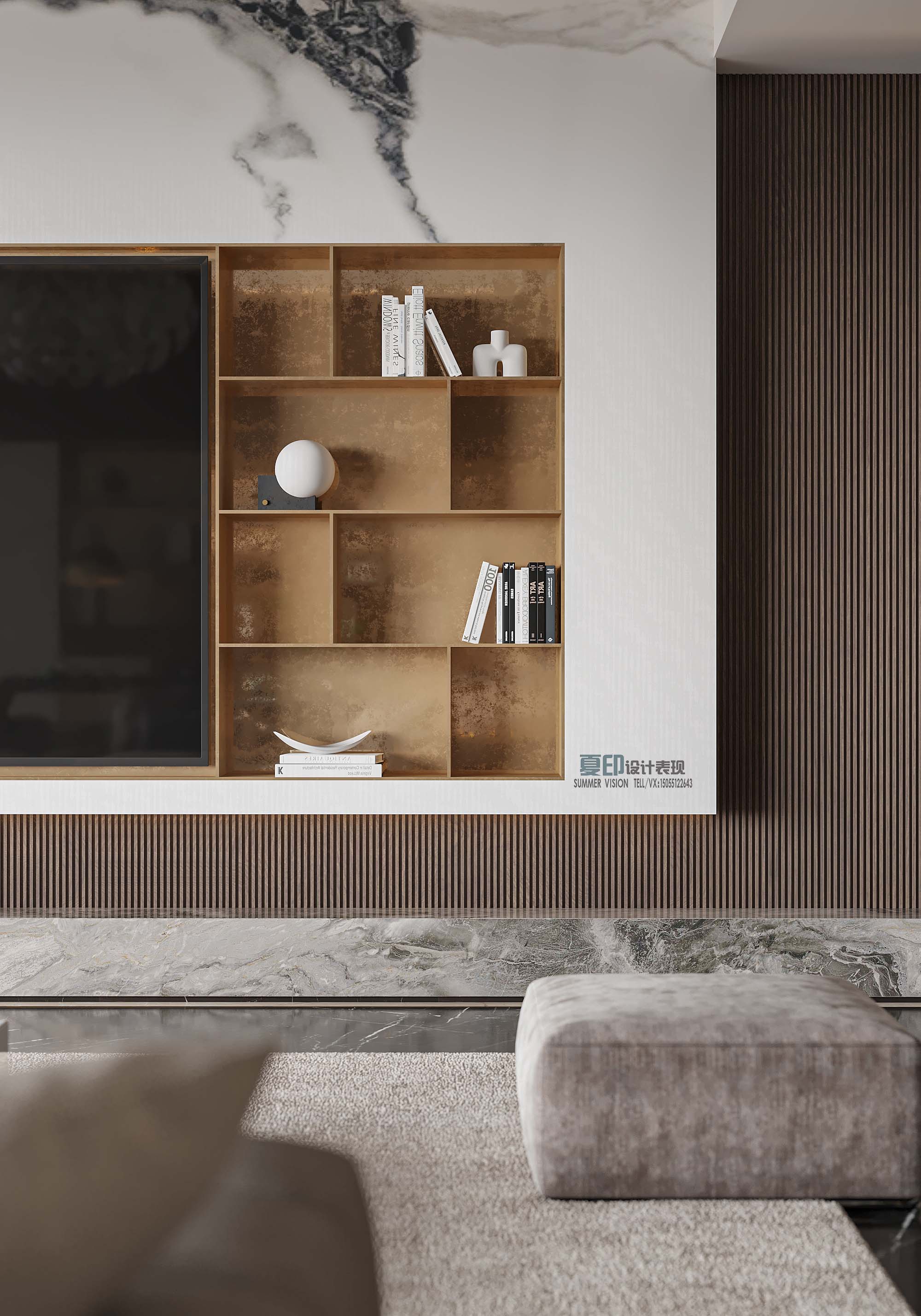 夏印设计表现//现代轻奢客餐厅-7