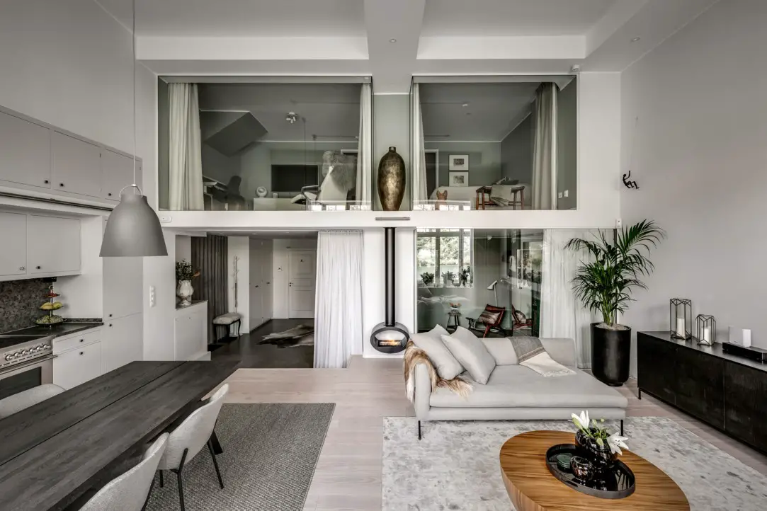 瑞典斯德哥尔摩工业建筑中的玻璃设计双层公寓-1