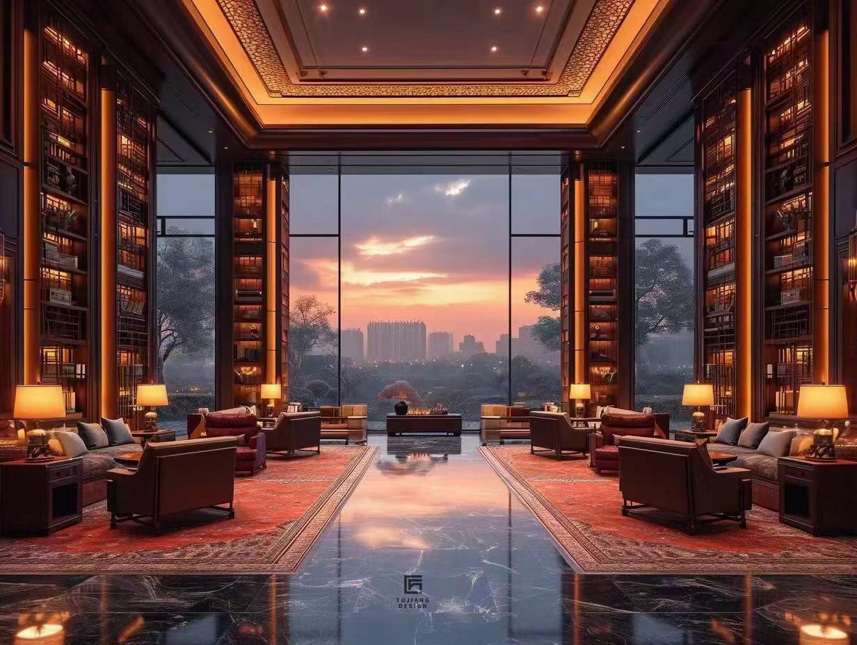 新中式酒店大堂设计|演绎精致优雅中式意境-2