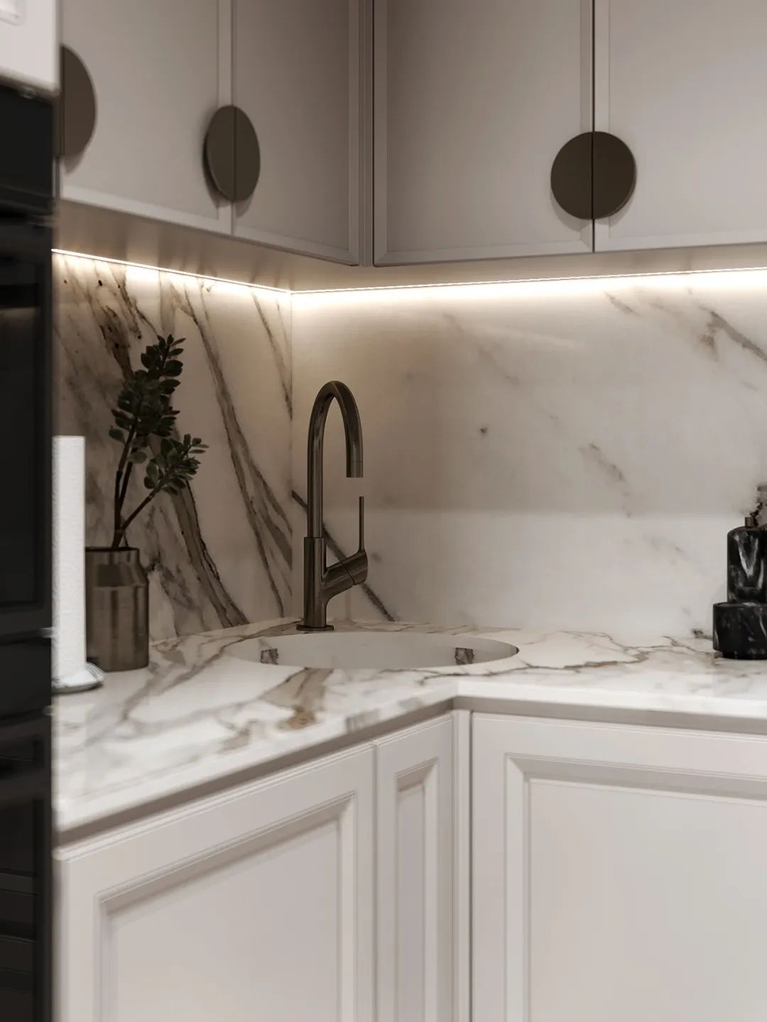 奶油色调黄铜细节,打造 120㎡精致高雅空间丨MARTA SHPACHENKO-16