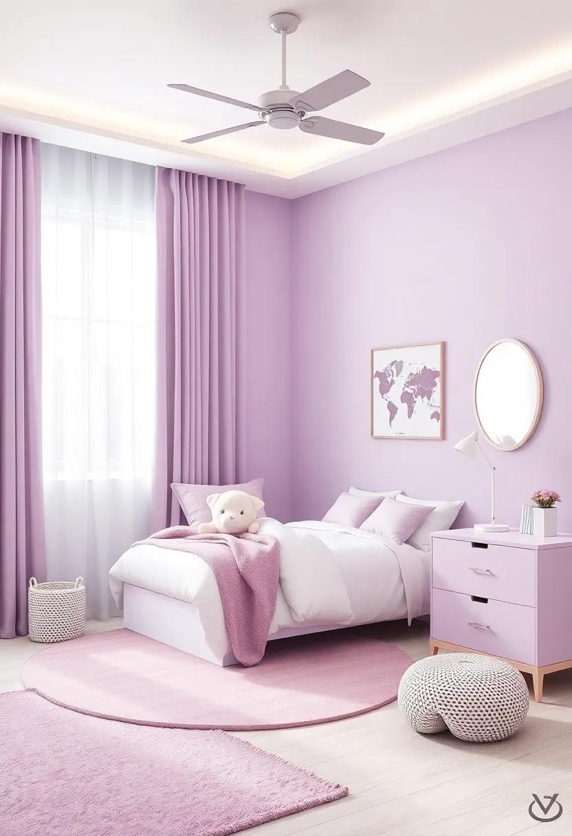 设计梦幻紫丁香与白色少女青少年房间-123