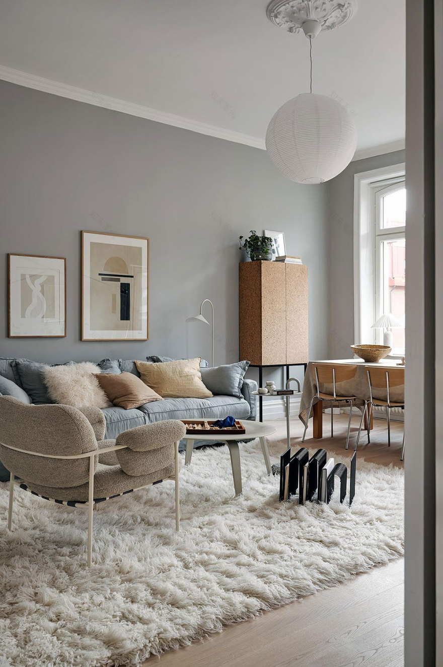 温馨与冷静的完美融合 | 81 平米瑞典公寓设计-2