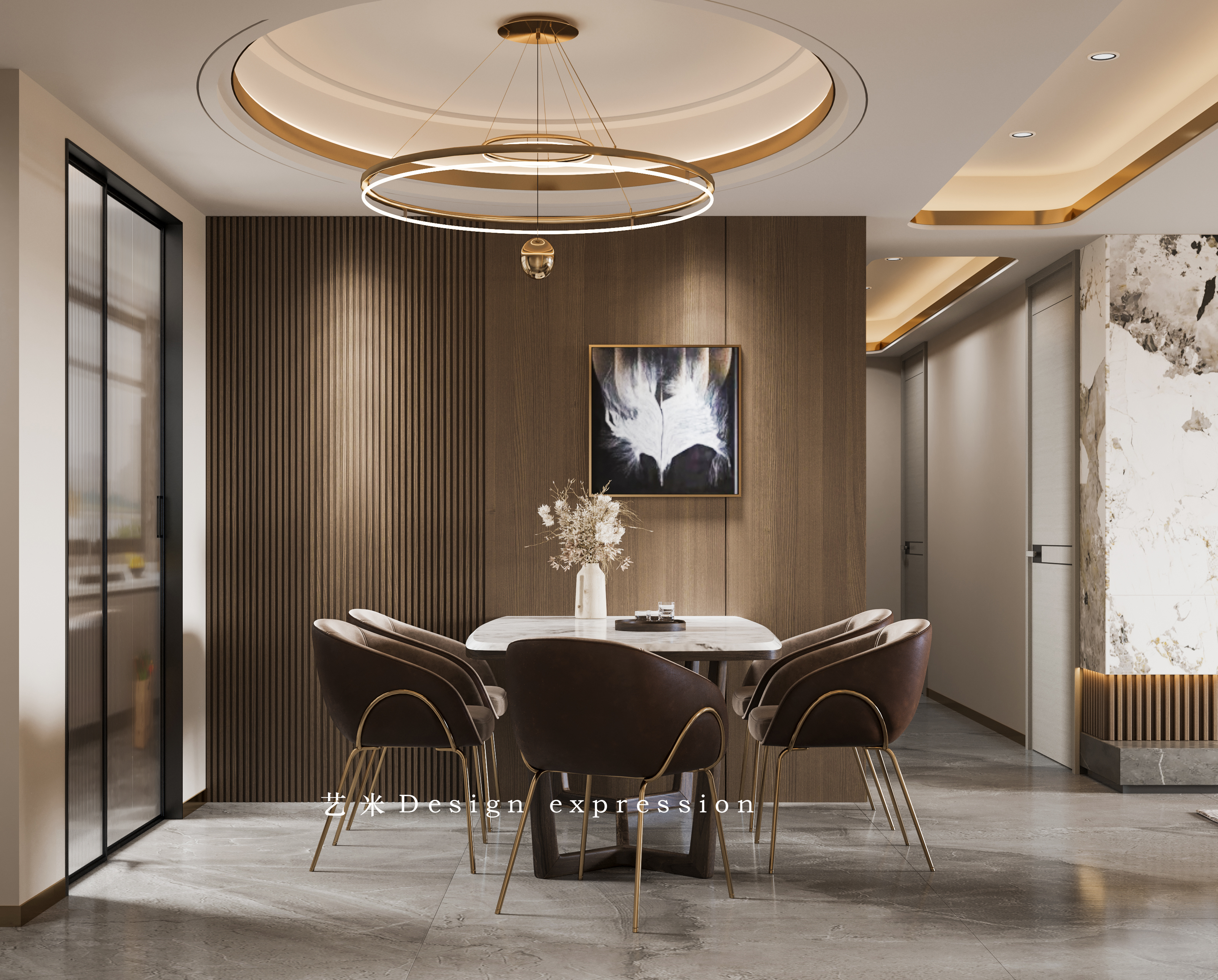 美式轻奢客餐厅-艺米效果图-5