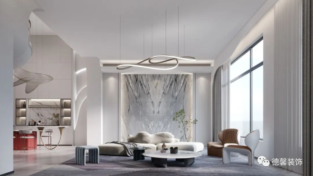 灵动弧线诠释现代艺术美感·云峰原著 425㎡联排别墅设计丨德馨装饰-10